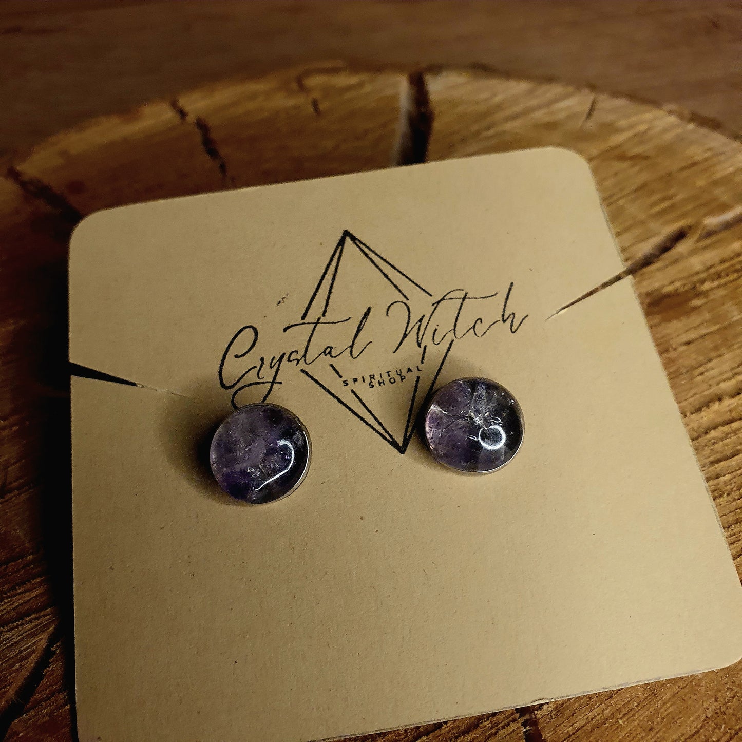 Amethyst Stainless Steel Stud Earrings