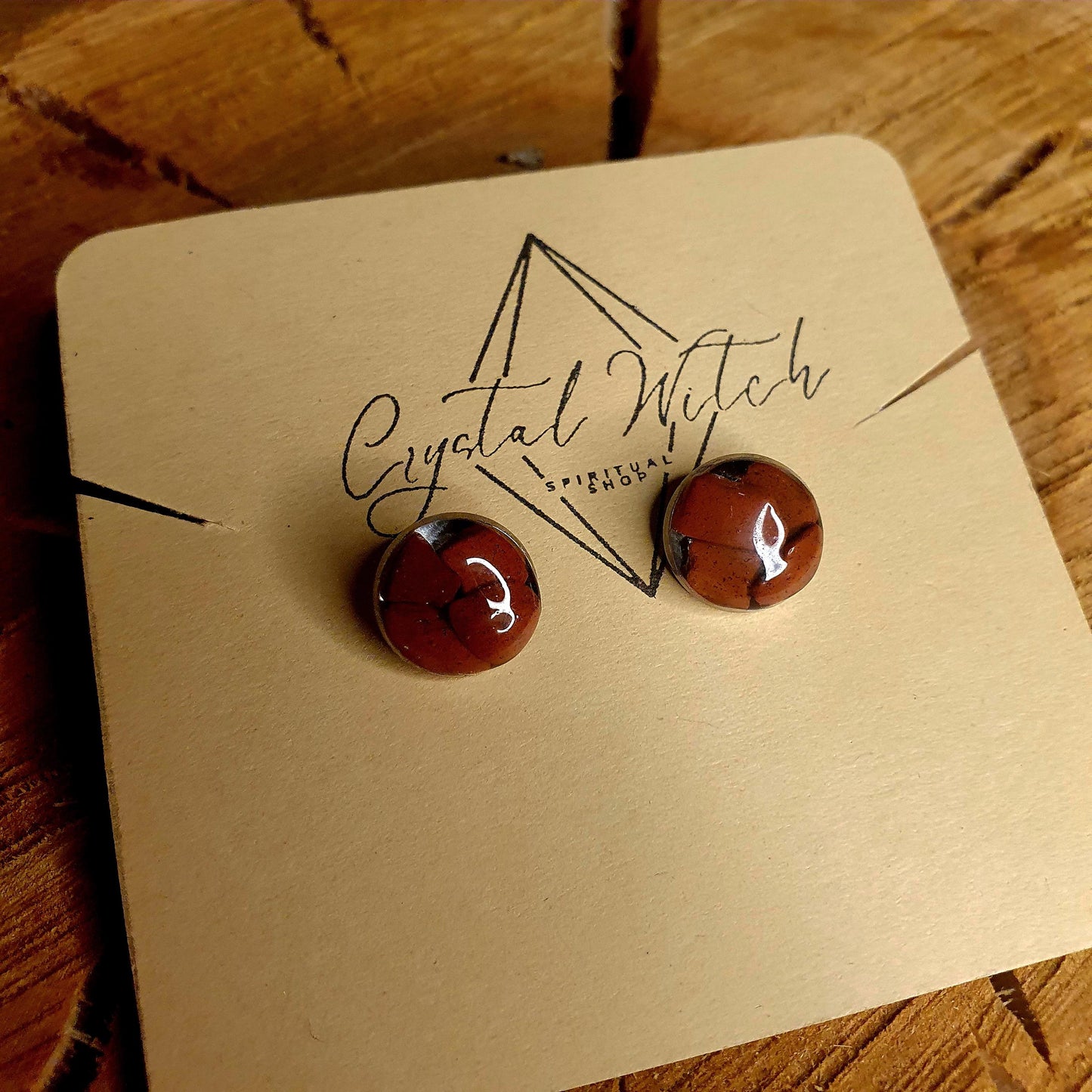 Red Jasper Crystal Stud Earrings