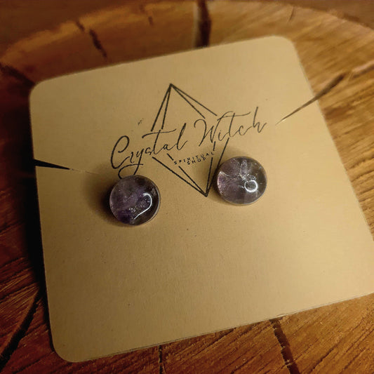 Amethyst Stainless Steel Stud Earrings