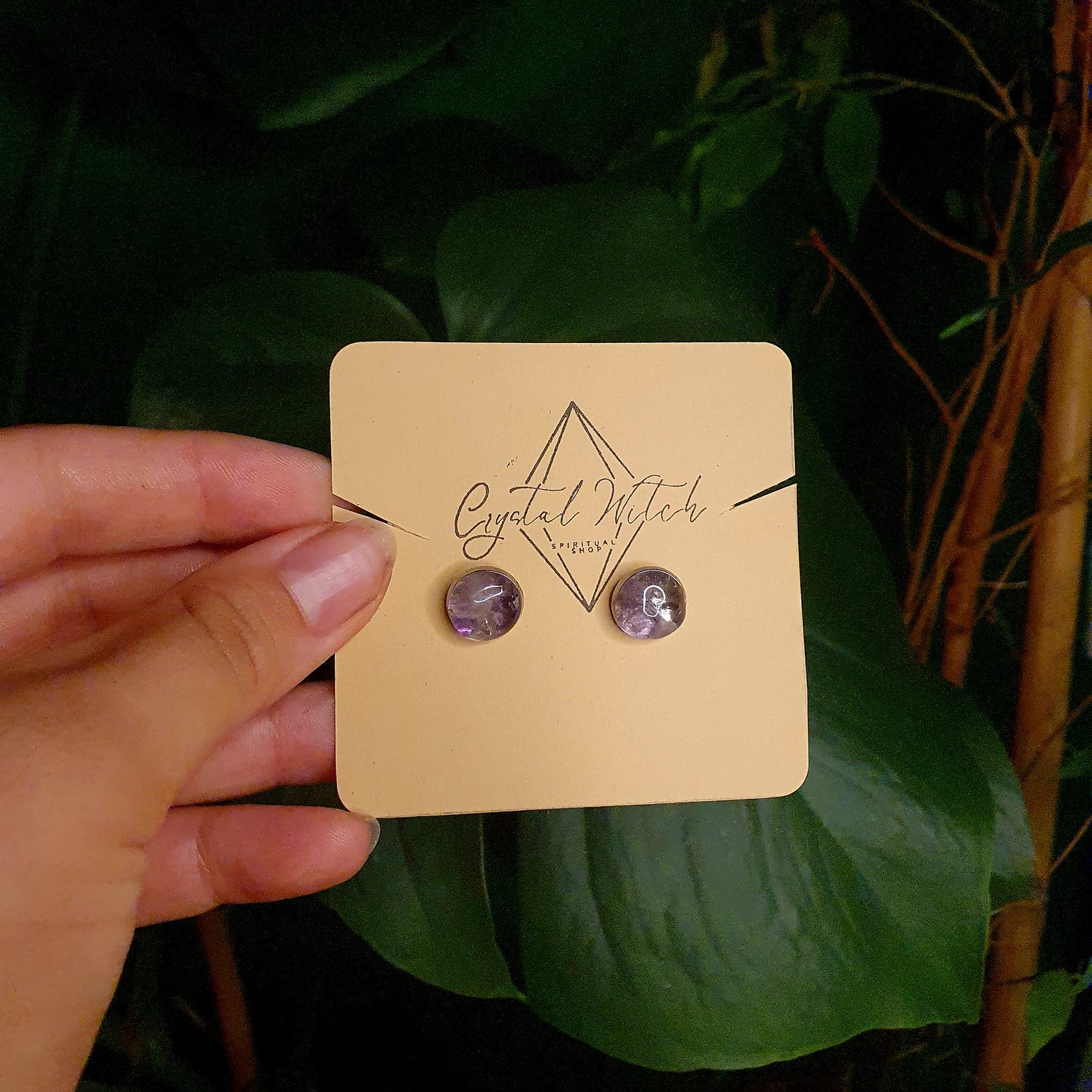 Amethyst Stainless Steel Stud Earrings