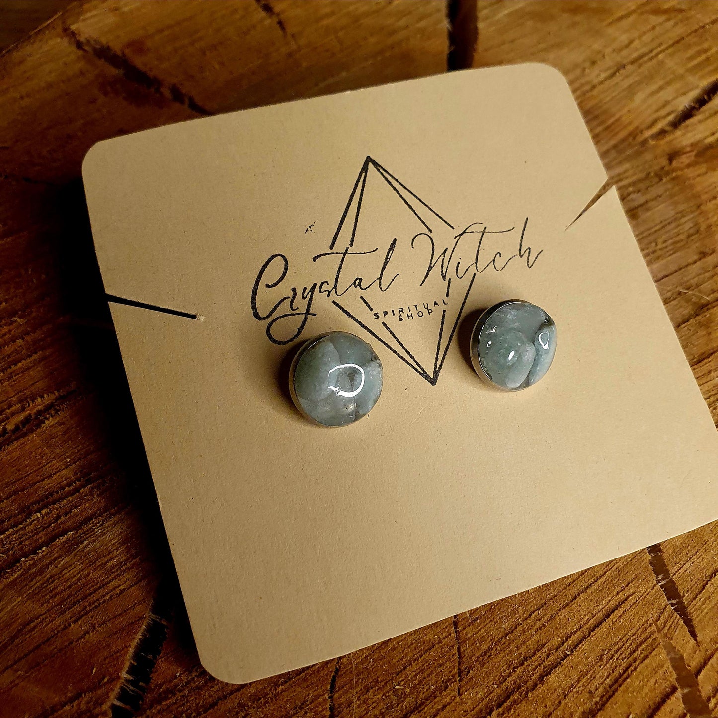 Green Aventurine Crystal Stud Earrings