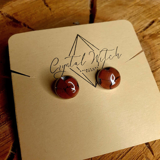 Red Jasper Crystal Stud Earrings